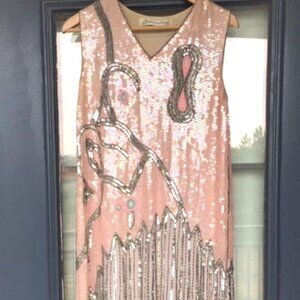 Vintage Howard Hearstfield 100% Silk Hand Beaded Sequin OOAK Cocktail Dress